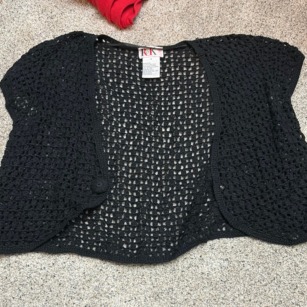Black Knit shawl Sweater by R&K